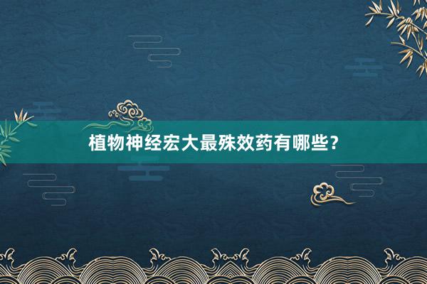 植物神经宏大最殊效药有哪些？
