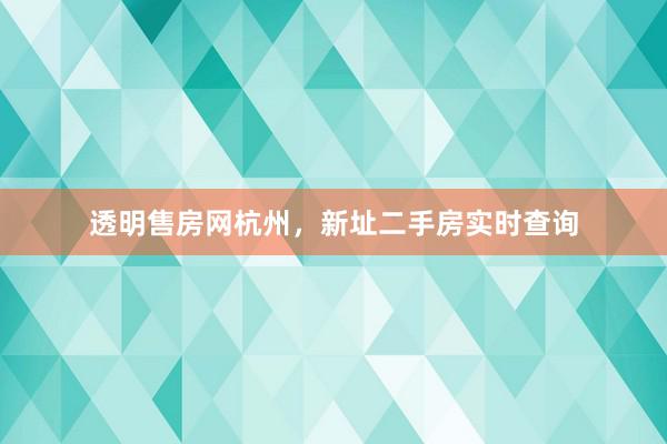 透明售房网杭州，新址二手房实时查询